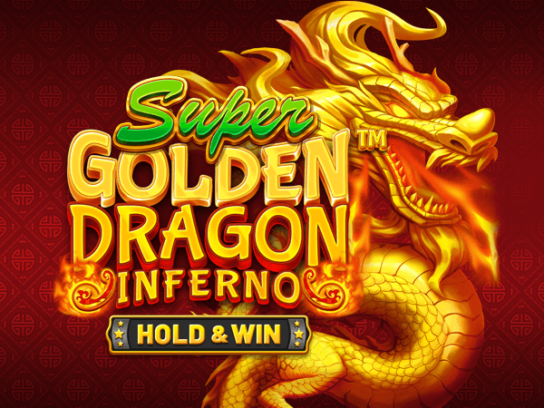 A mythical and fiery image of the game 'Super Golden Dragon Inferno', showcasing the magnificent golden dragon in a dynamic and intense setting.